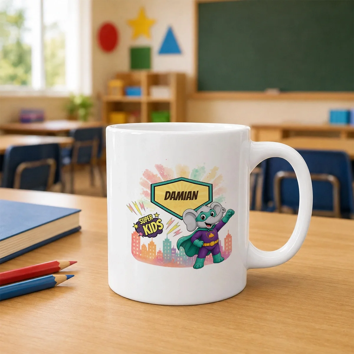 Cană ceramică personalizată pentru copii Elefănțelul cel Puternic - Super Kids