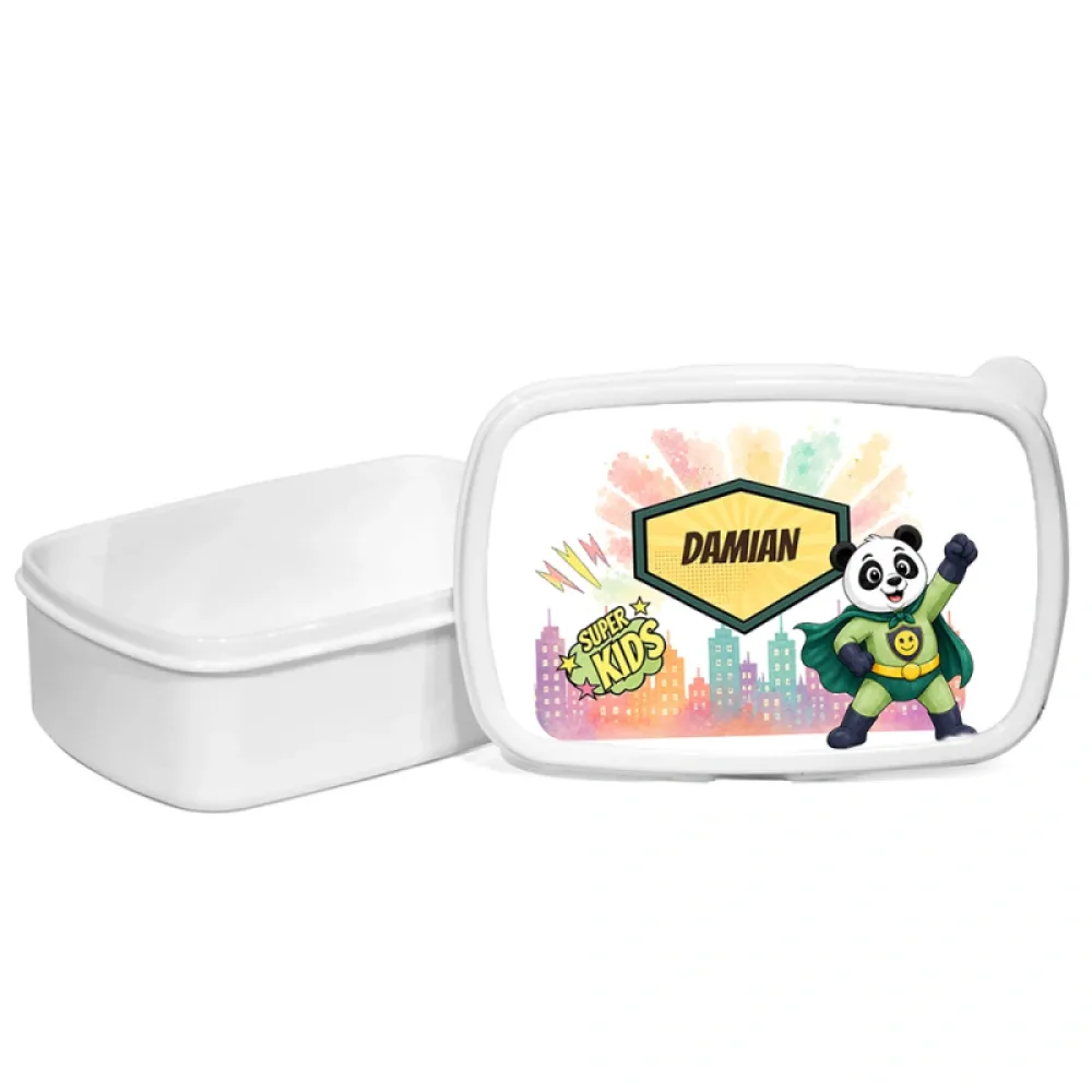 Cutie pentru prânz personalizată pentru copii Panda cel Poznaș - Super Kids