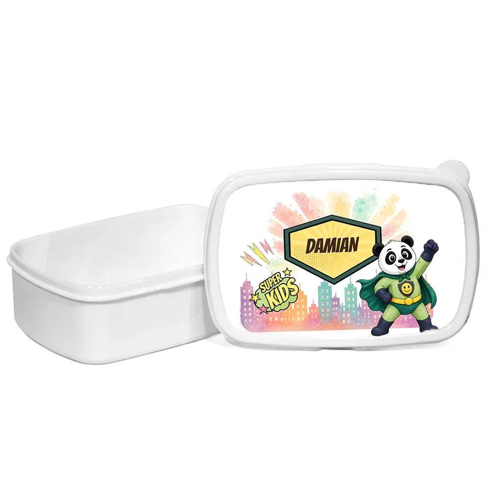 Cutie pentru prânz personalizată pentru copii Panda cel Poznaș - Super Kids