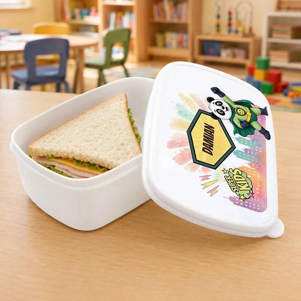 Cutie pentru prânz personalizată pentru copii Panda cel Poznaș - Super Kids
