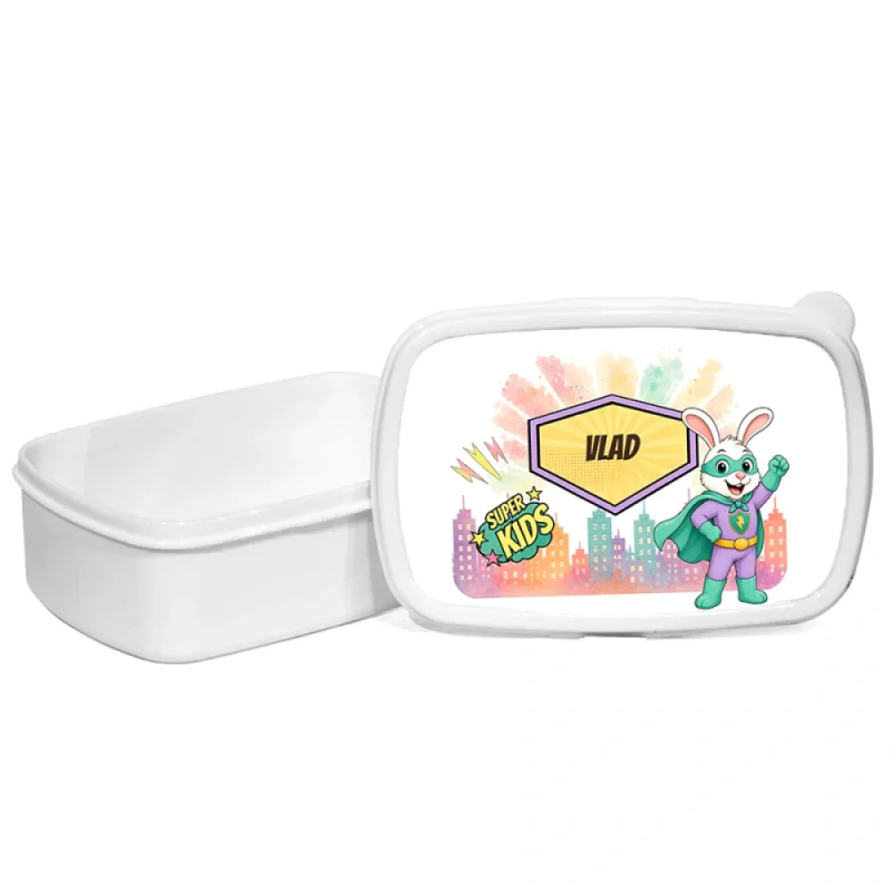 Cutie pentru prânz personalizată pentru copii Iepurașul cel Rapid - Super Kids