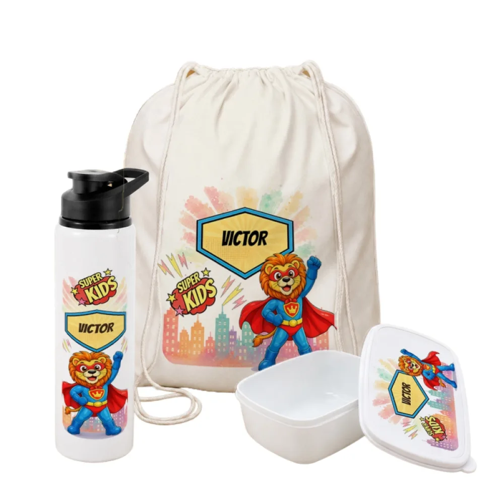 Set personalizat pentru copii Leul Neînfricat - Super Kids