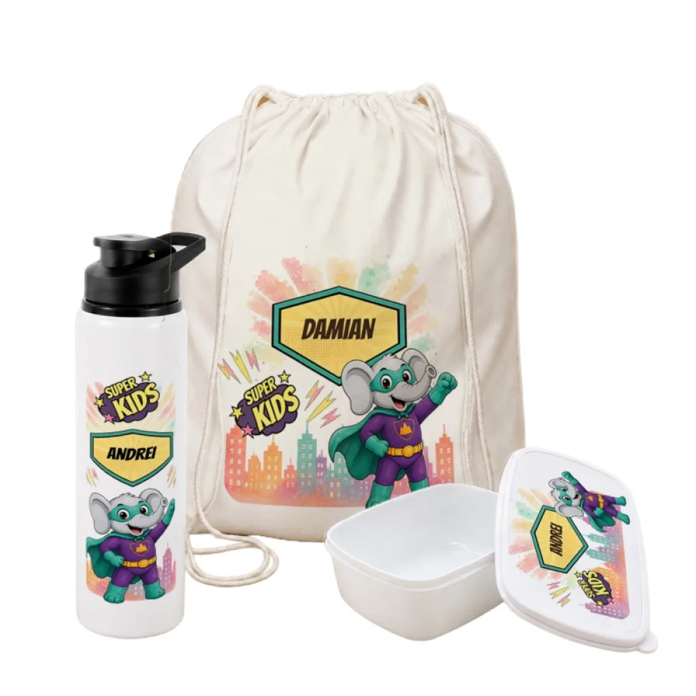 Set personalizat pentru copii Elefănțelul cel Puternic - Super Kids