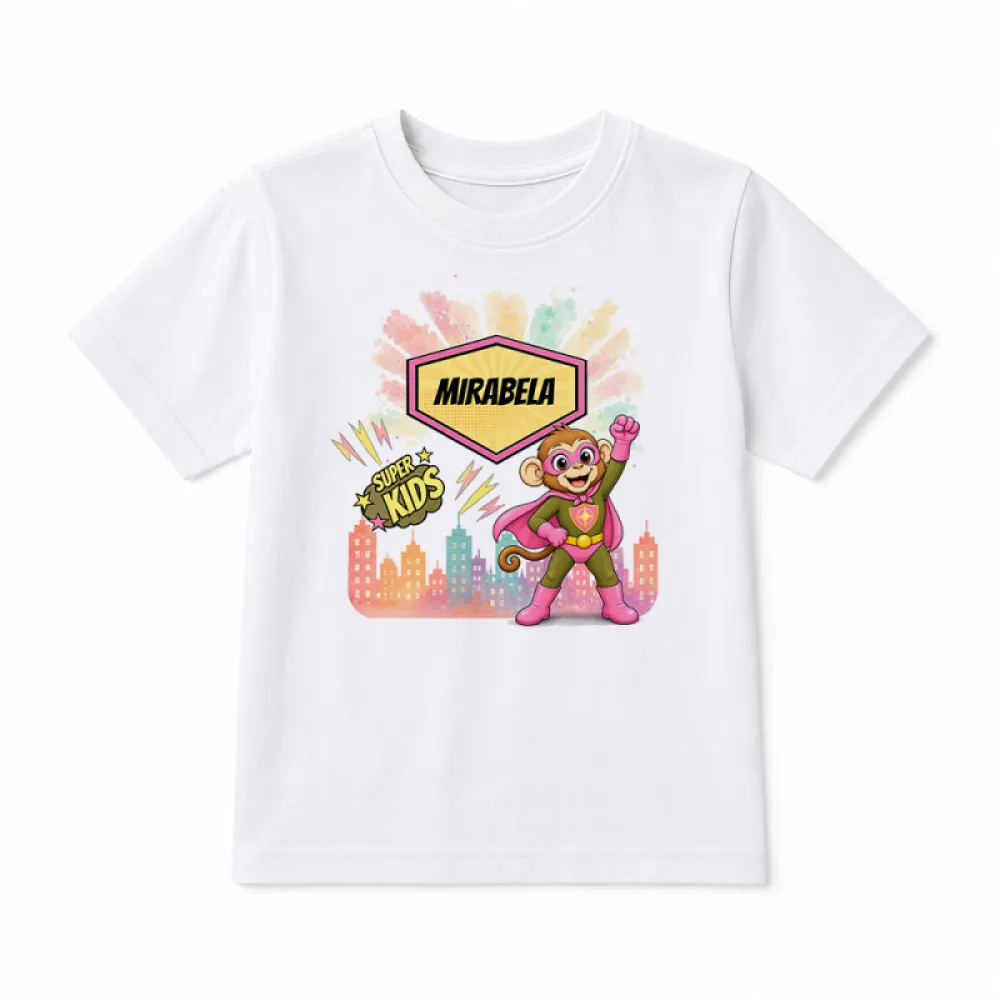 Tricou personalizat pentru copii Maimuța Aventurieră - Super Kids