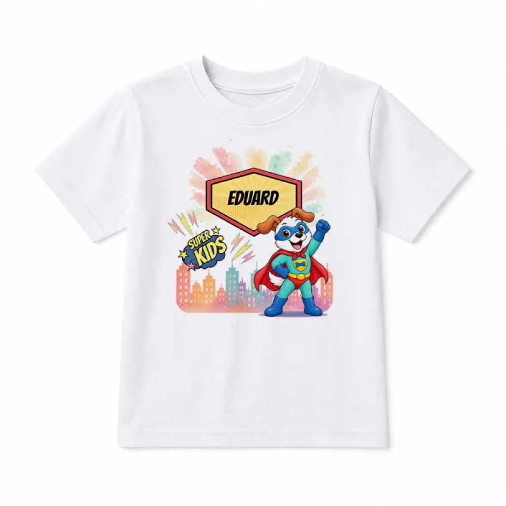Tricou personalizat pentru copii Cățelul cel Curios - Super Kids