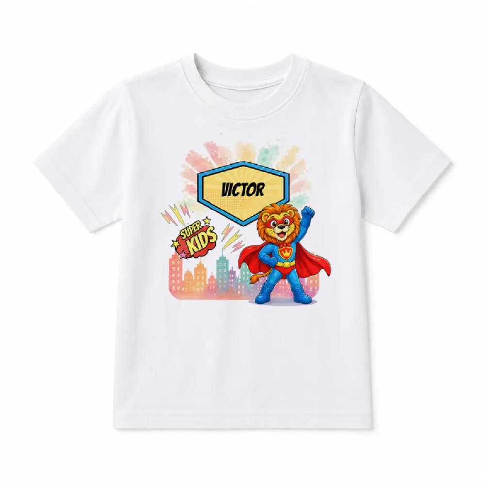 Tricou personalizat pentru copii Leul Neînfricat - Super Kids