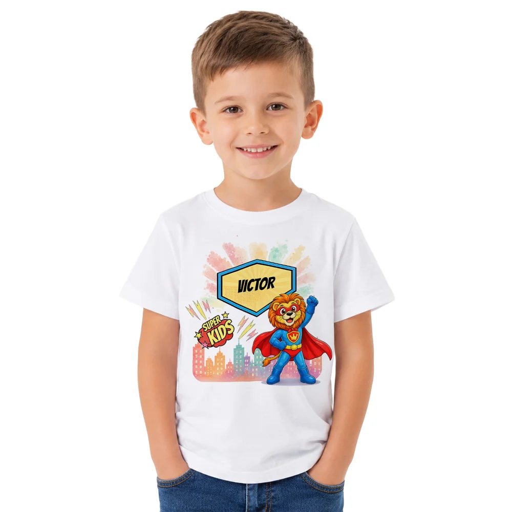 Tricou personalizat pentru copii Leul Neînfricat - Super Kids