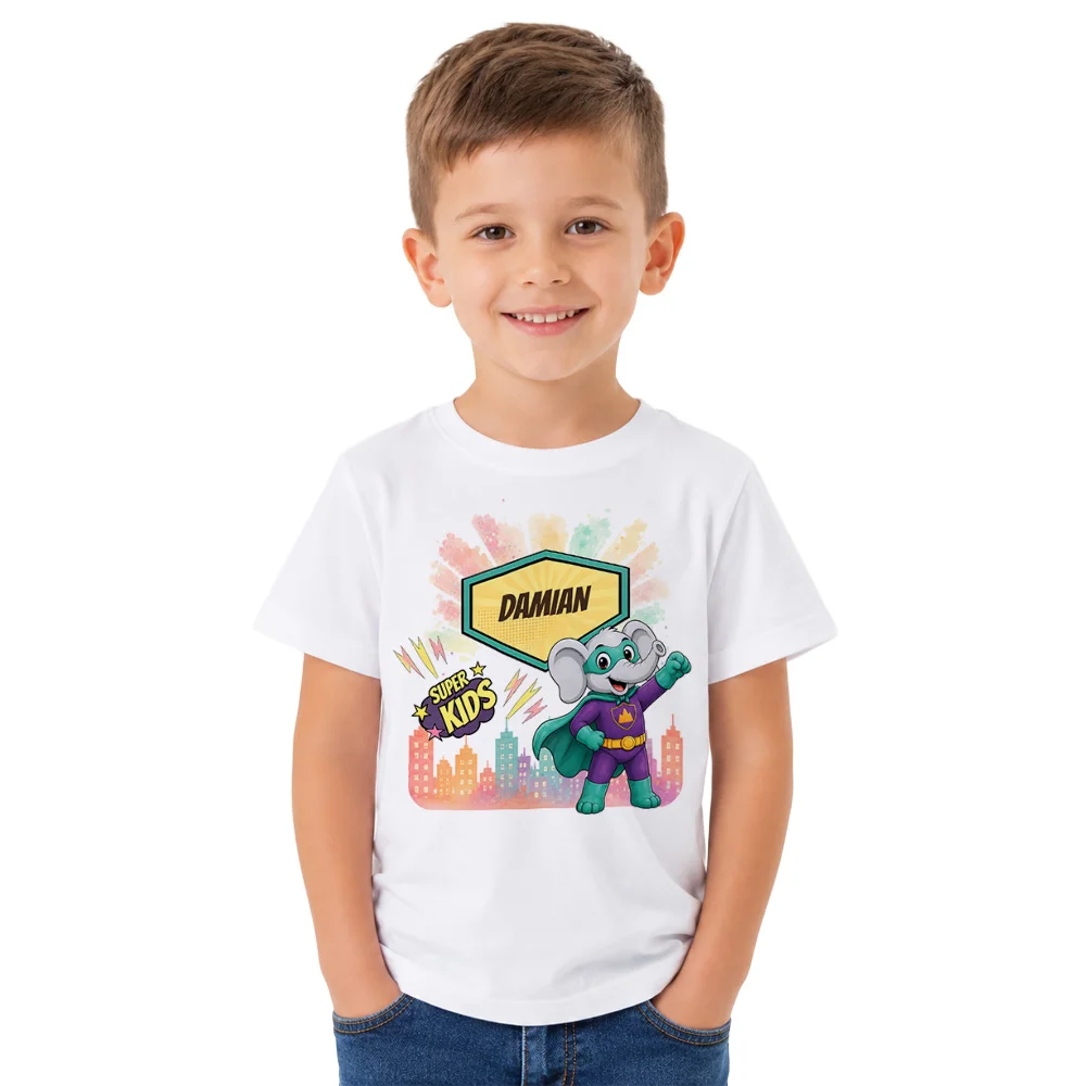 Tricou personalizat pentru copii Elefănțelul cel Puternic - Super Kids