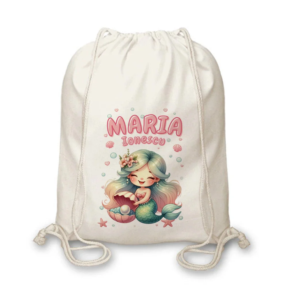 Rucsac textil personalizat pentru copii Sirena Nerina - Colecția Sirene