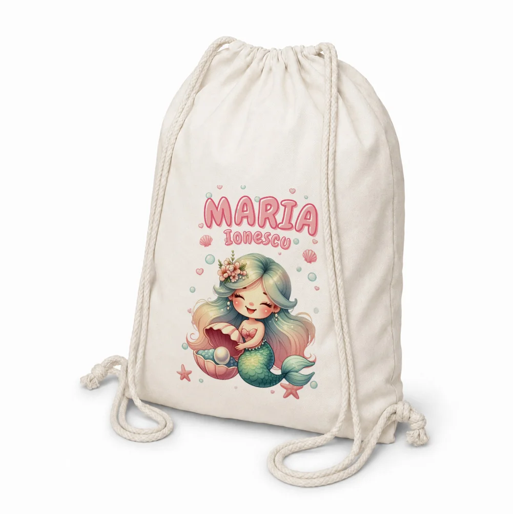 Rucsac textil personalizat pentru copii Sirena Nerina - Colecția Sirene
