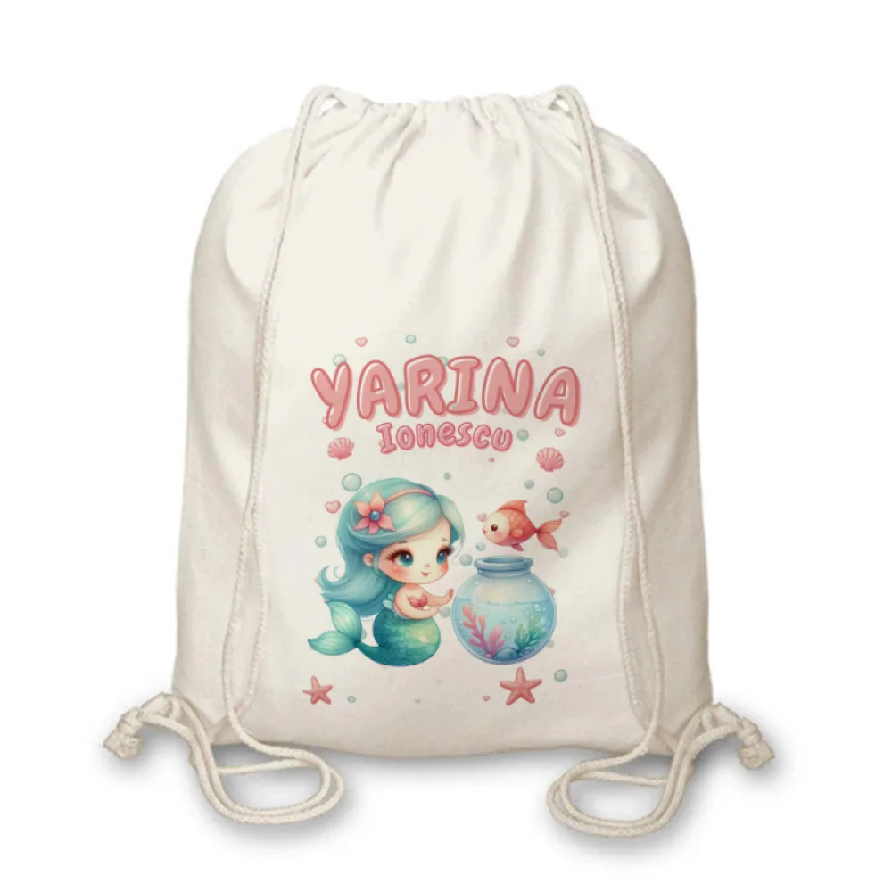 Rucsac textil personalizat pentru copii Sirena Avelina - Colecția Sirene
