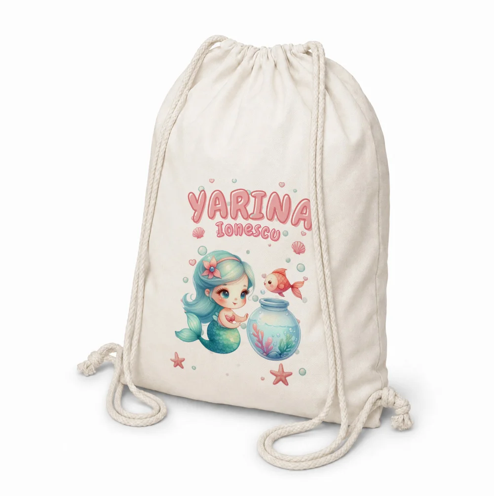 Rucsac textil personalizat pentru copii Sirena Avelina - Colecția Sirene