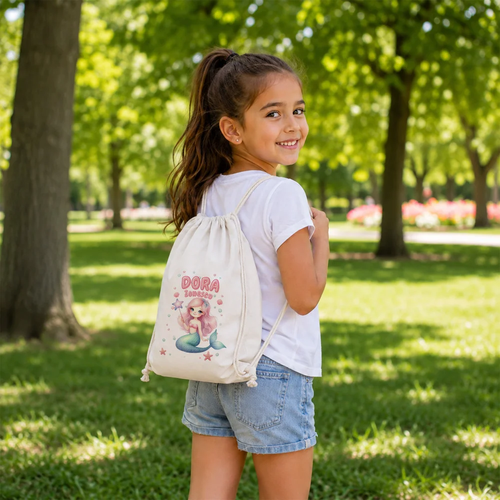 Rucsac textil personalizat pentru copii Sirena Luvia - Colecția Sirene