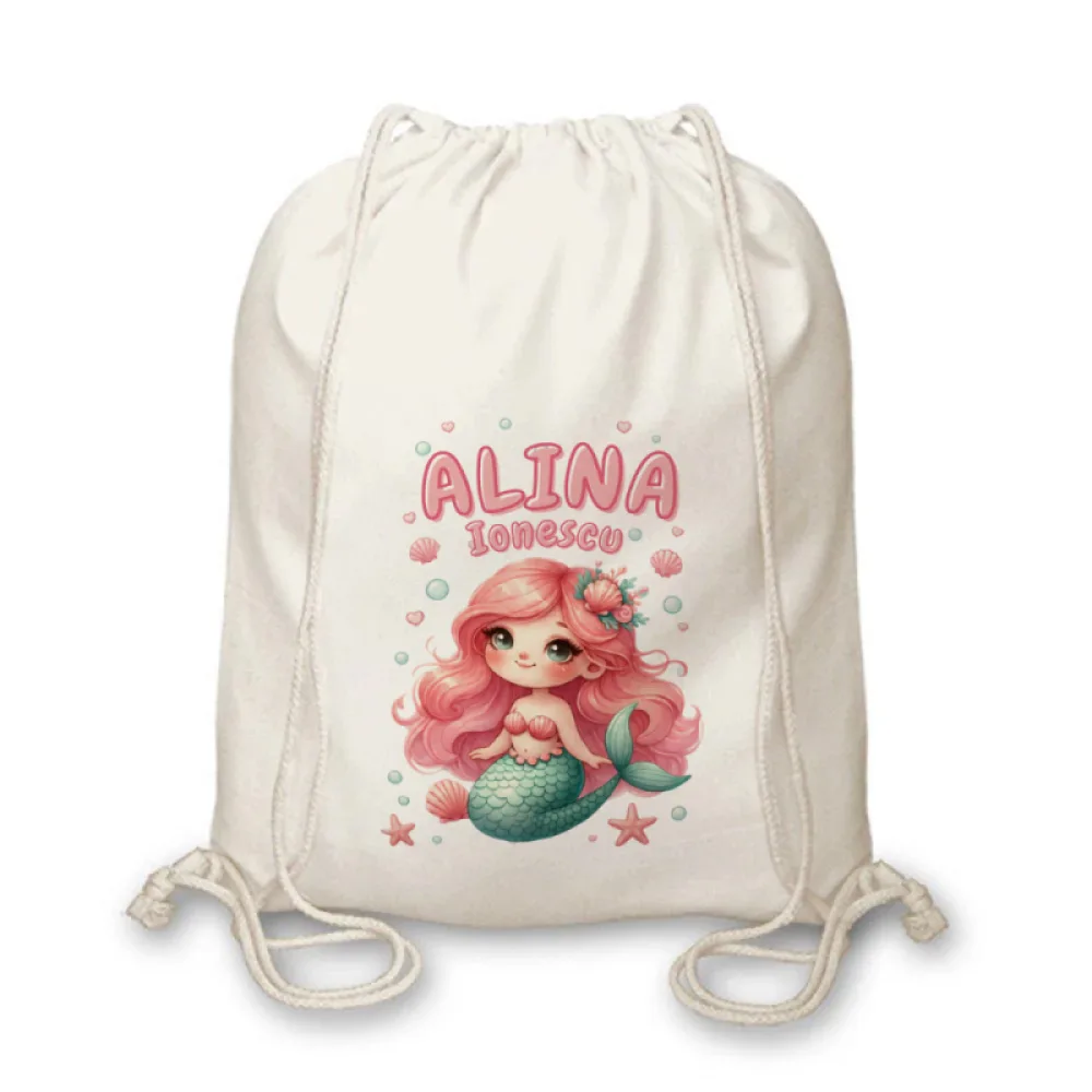 Rucsac textil personalizat pentru copii Sirena Meralie - Colecția Sirene