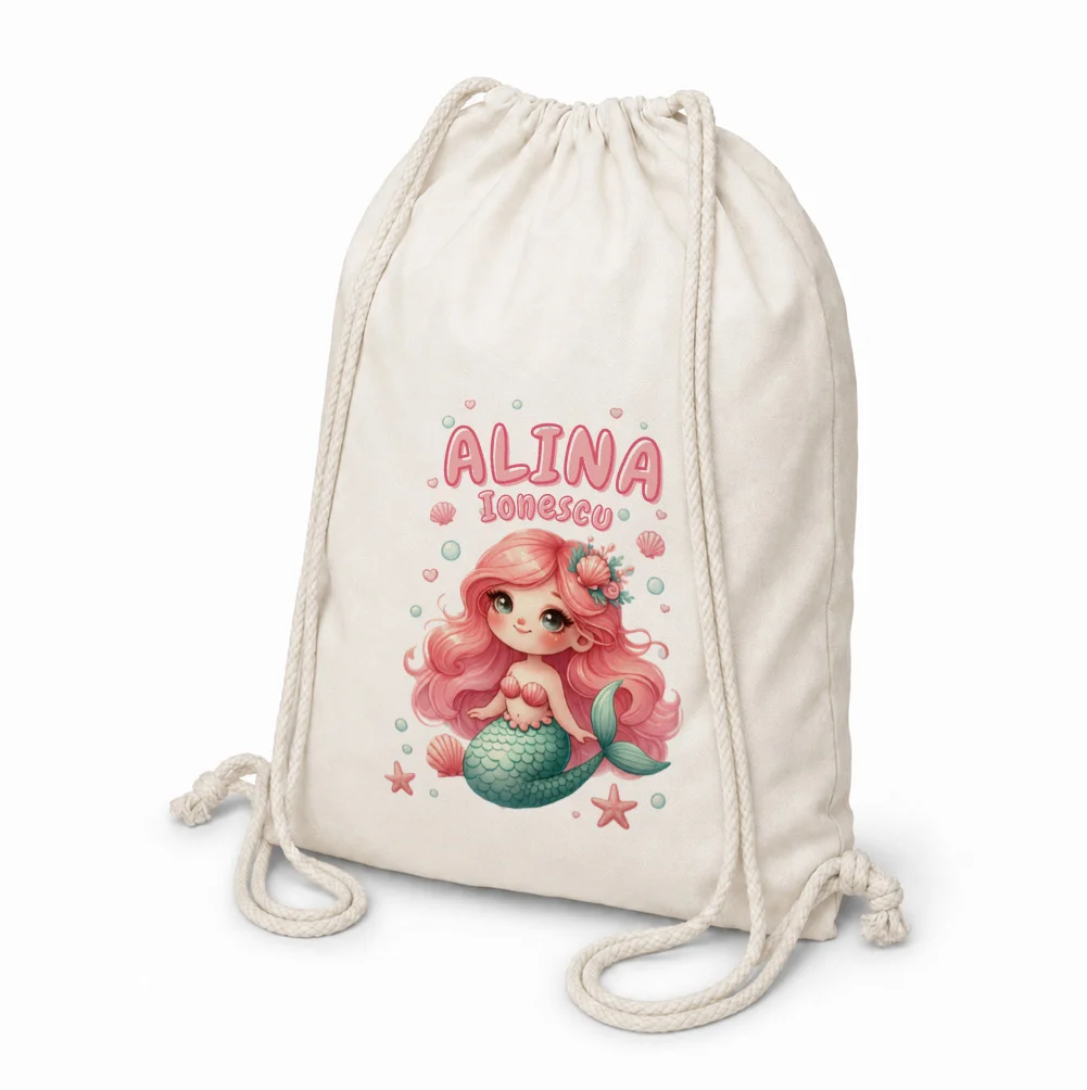 Rucsac textil personalizat pentru copii Sirena Meralie - Colecția Sirene