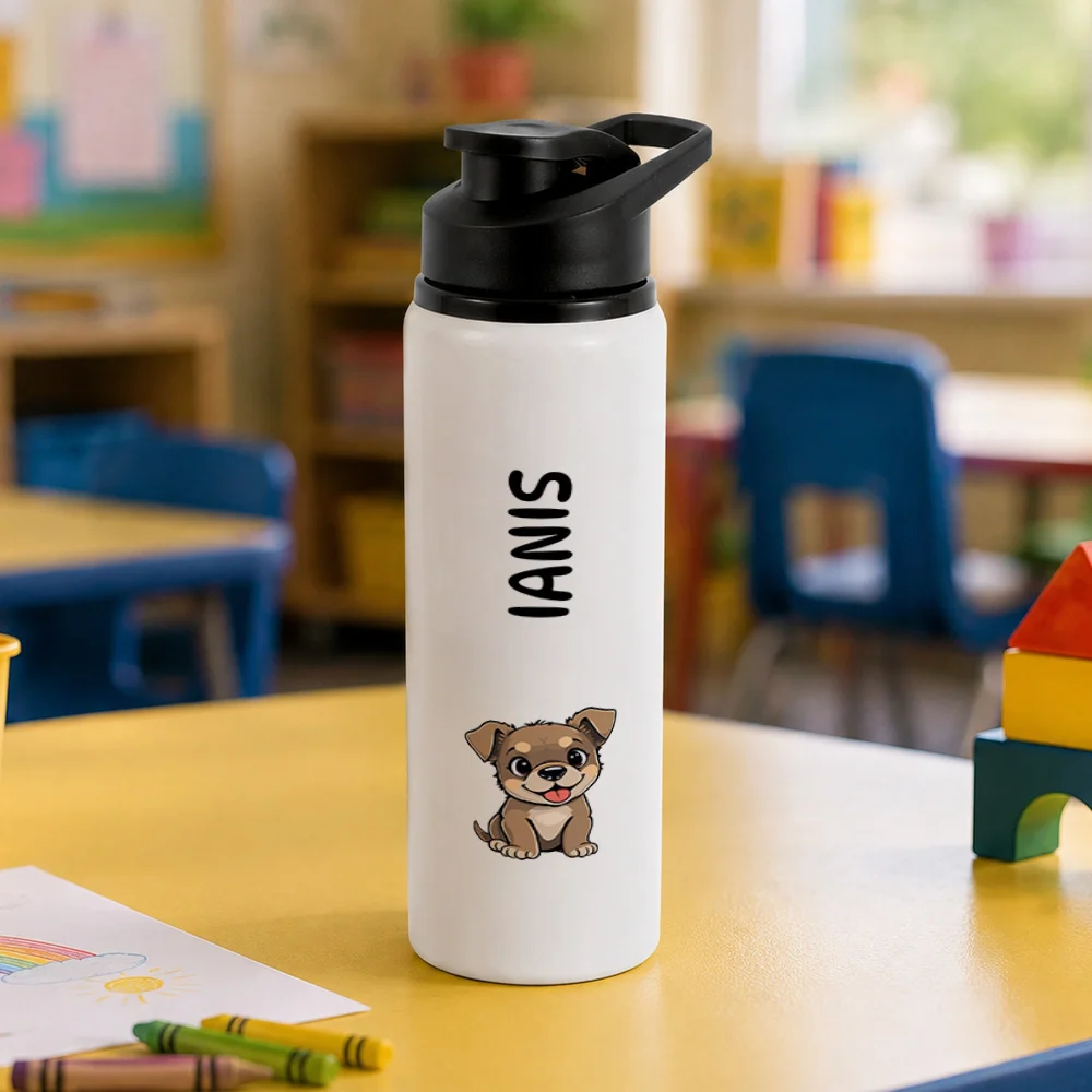 Bidon metalic personalizat pentru copii Cățel - Minini