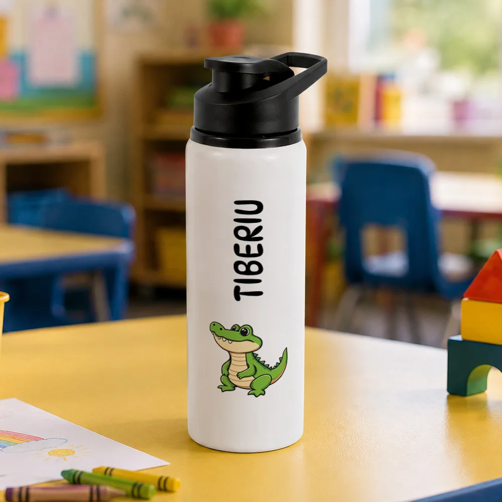 Bidon metalic personalizat pentru copii Crocodil - Minini
