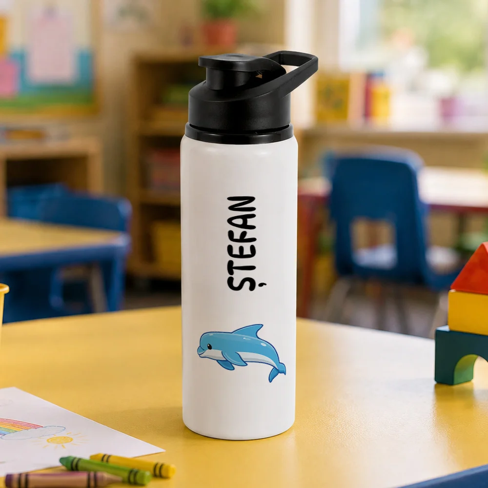 Bidon metalic personalizat pentru copii Delfin - Minini