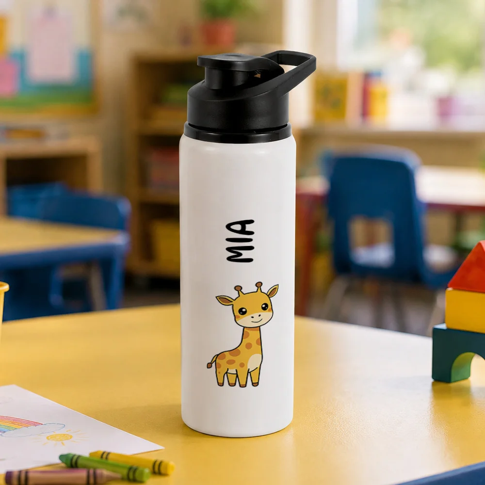 Bidon metalic personalizat pentru copii Girafă - Minini
