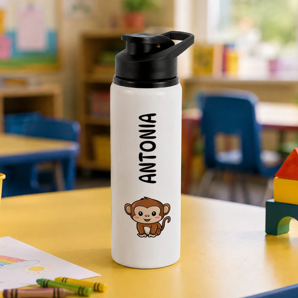 Bidon metalic personalizat pentru copii Maimuță - Minini