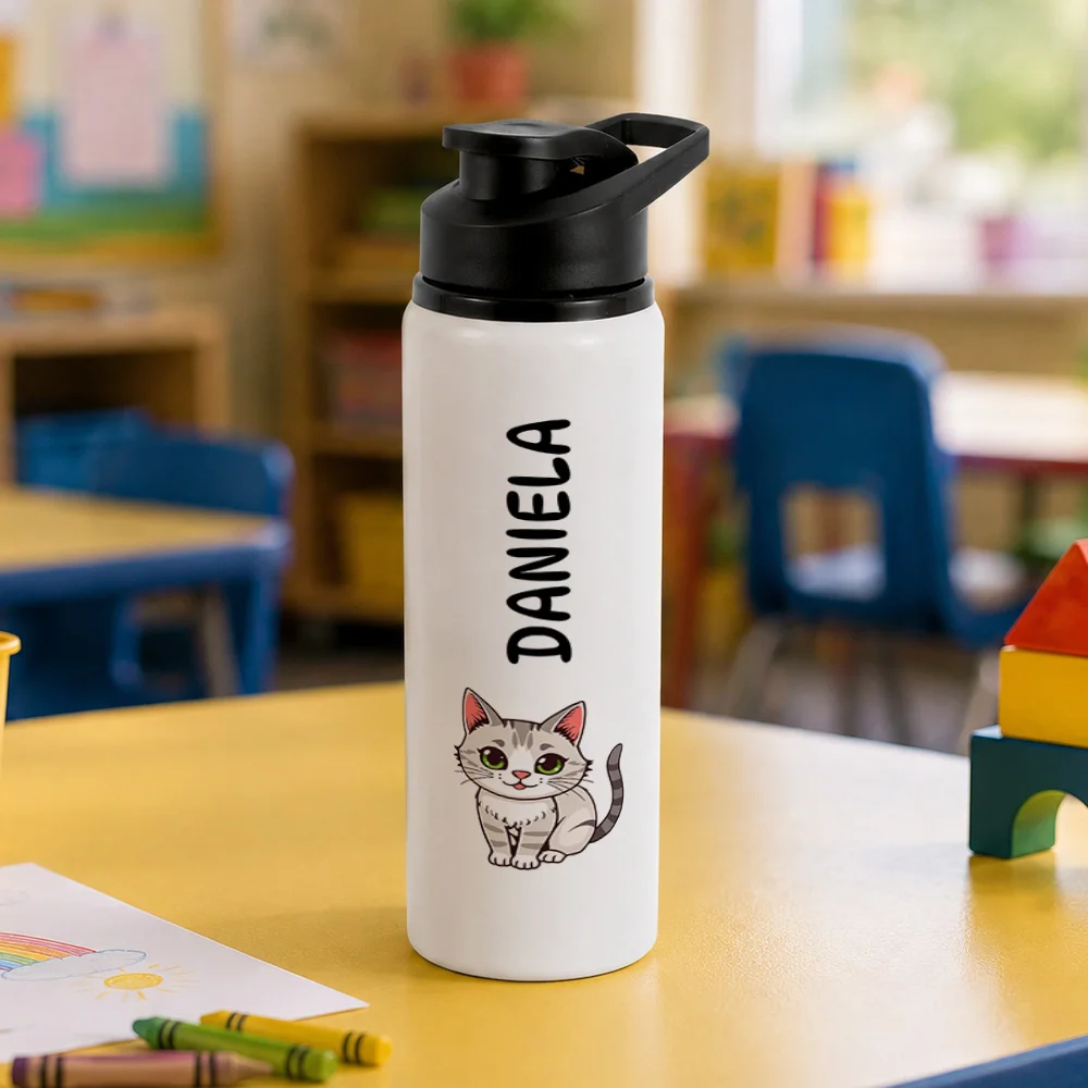 Bidon metalic personalizat pentru copii Pisicuță - Minini