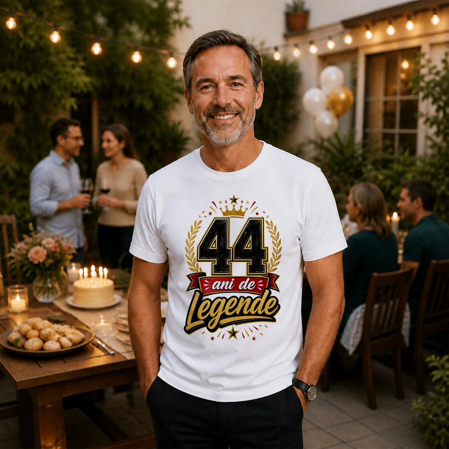 Tricou aniversar unisex cu mesaj amuzant „44 ani de legende”