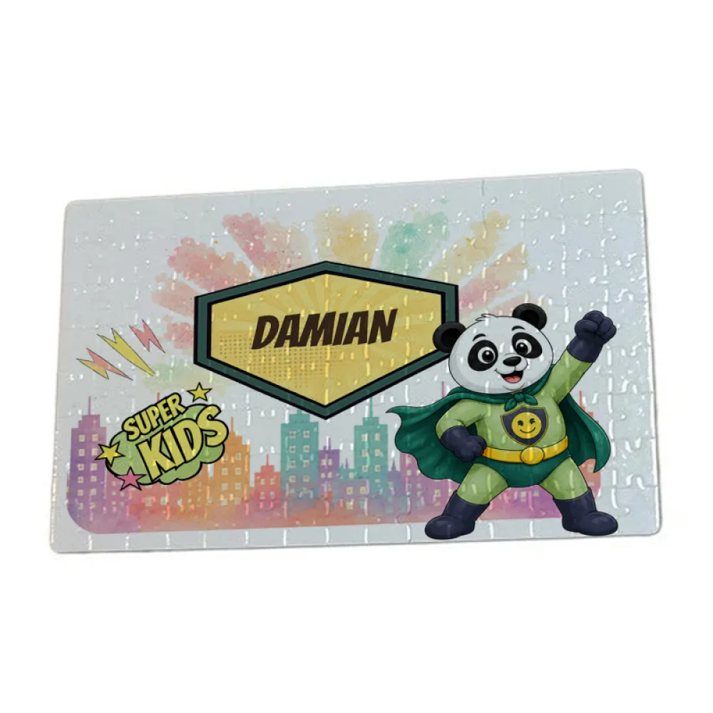 Puzzle A4 personalizat pentru copii Panda cel Poznaș - Super Kids