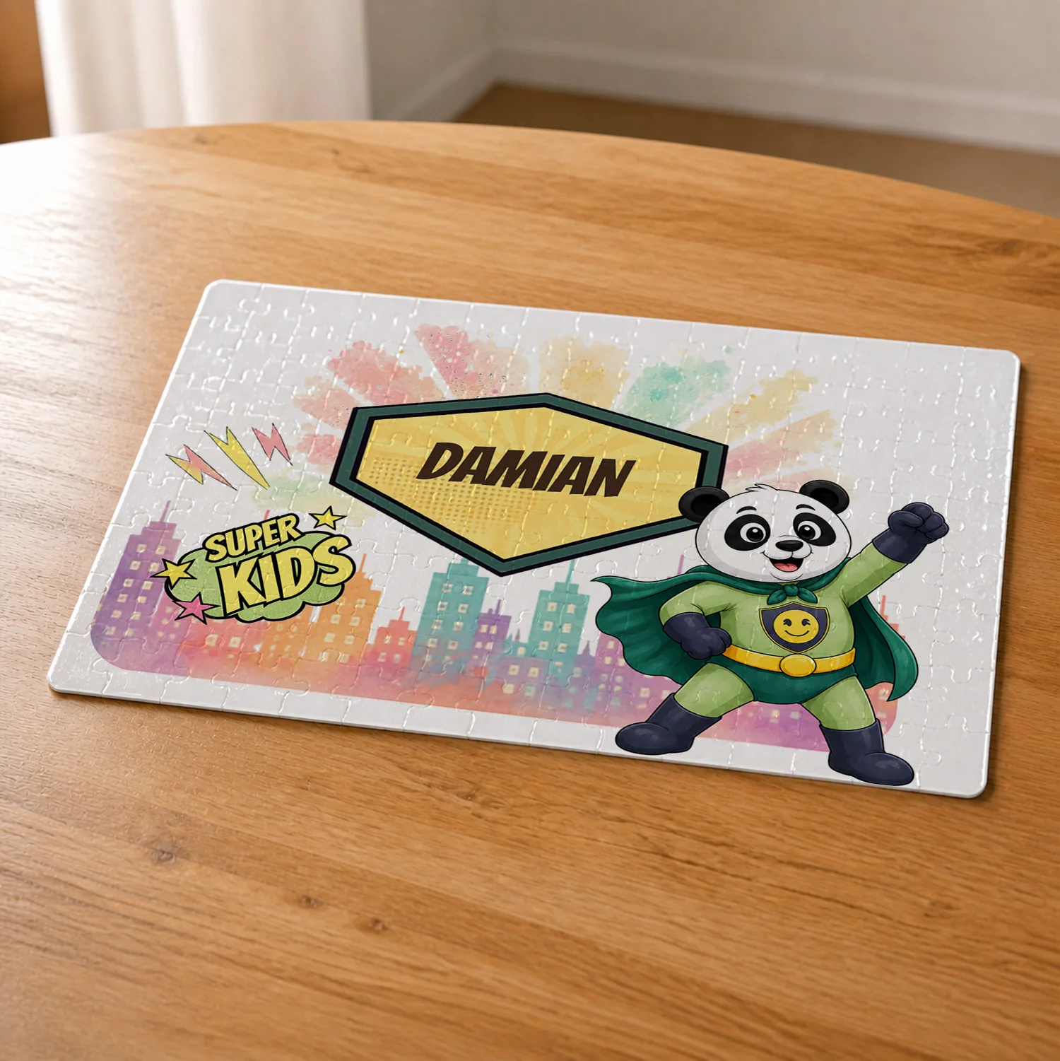 Puzzle A4 personalizat pentru copii Panda cel Poznaș - Super Kids