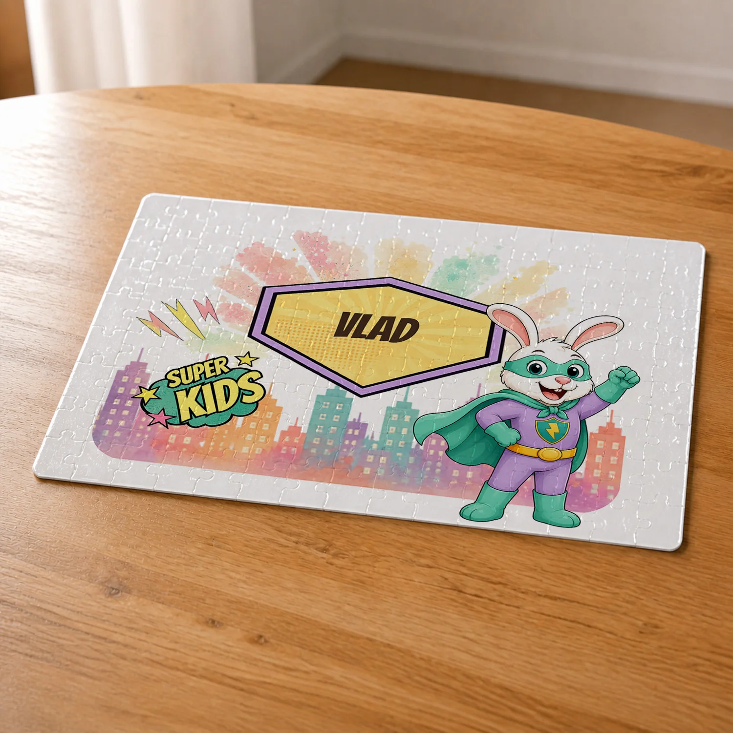 Puzzle A4 personalizat pentru copii Iepurașul cel Rapid - Super Kids