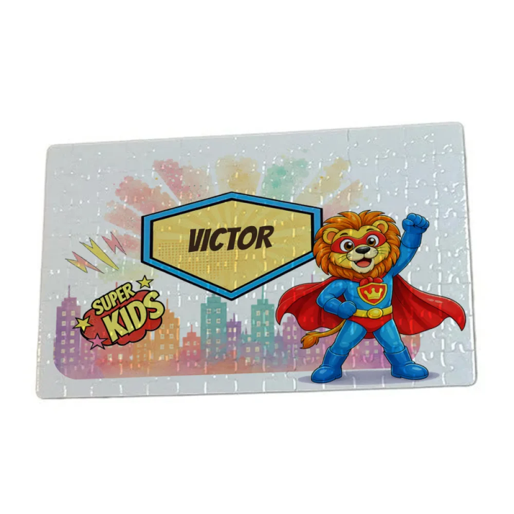 Puzzle A4 personalizat pentru copii Leul Neînfricat - Super Kids