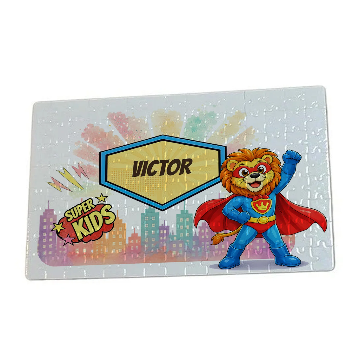Puzzle A4 personalizat pentru copii Leul Neînfricat - Super Kids