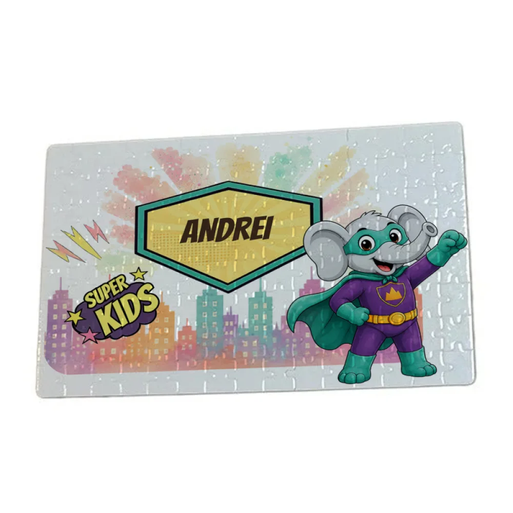 Puzzle A4 personalizat pentru copii Elefănțelul cel Puternic - Super Kids