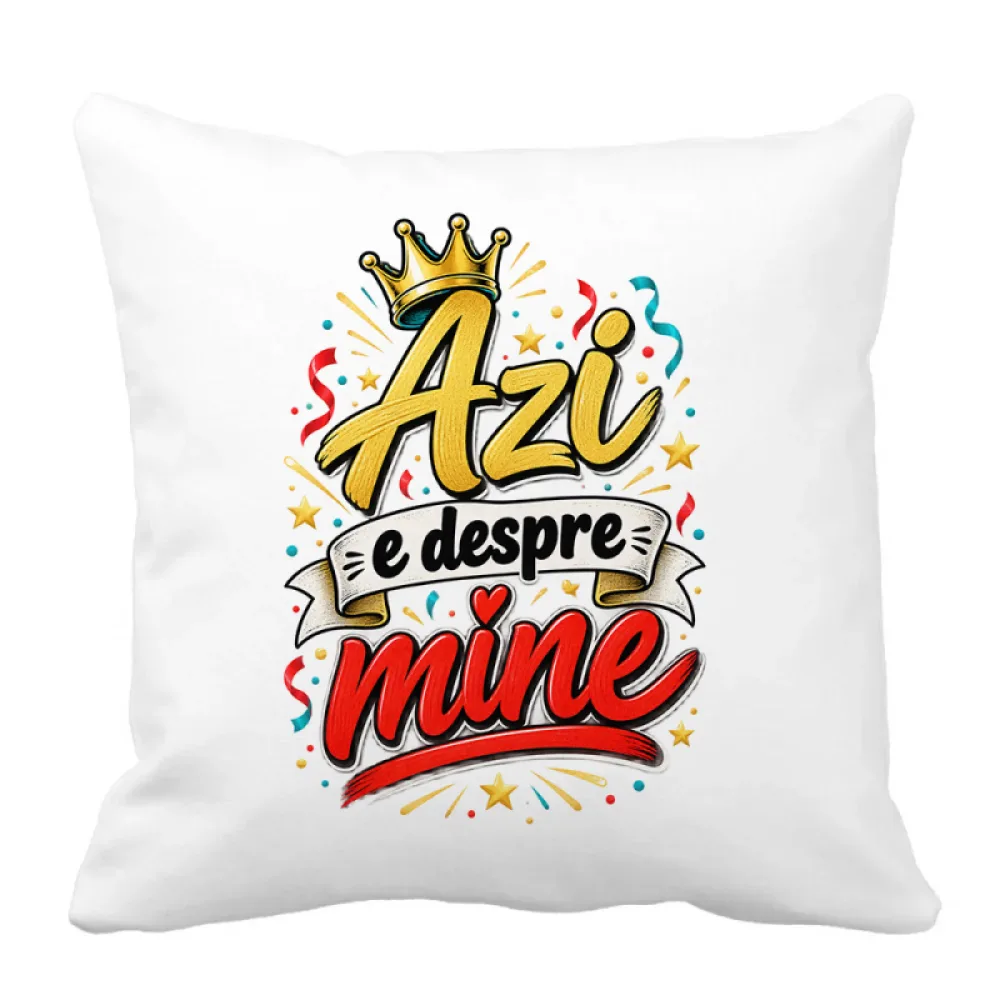 Husă de pernă aniversară 40x40 cu mesaj „Azi e despre mine”