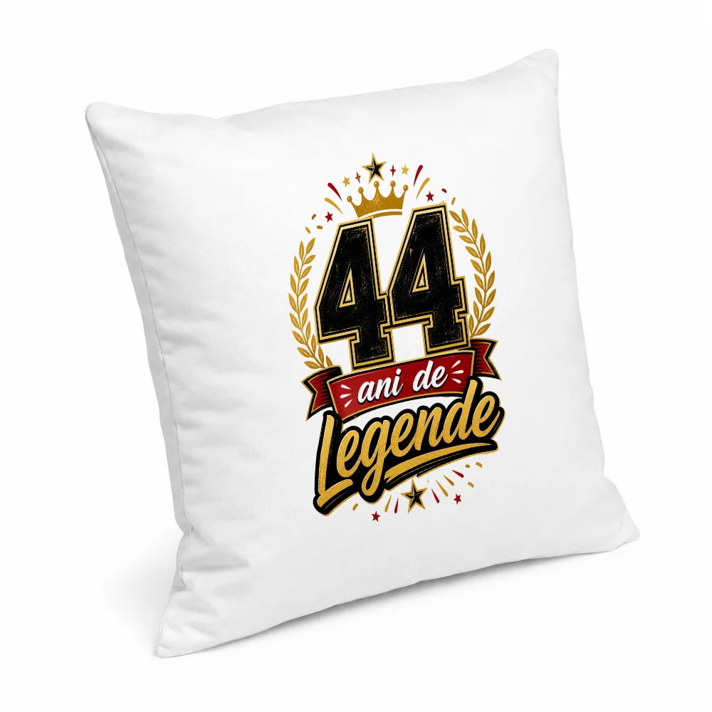 Husă de pernă aniversară 40x40 cu mesaj „44 ani de legende”
