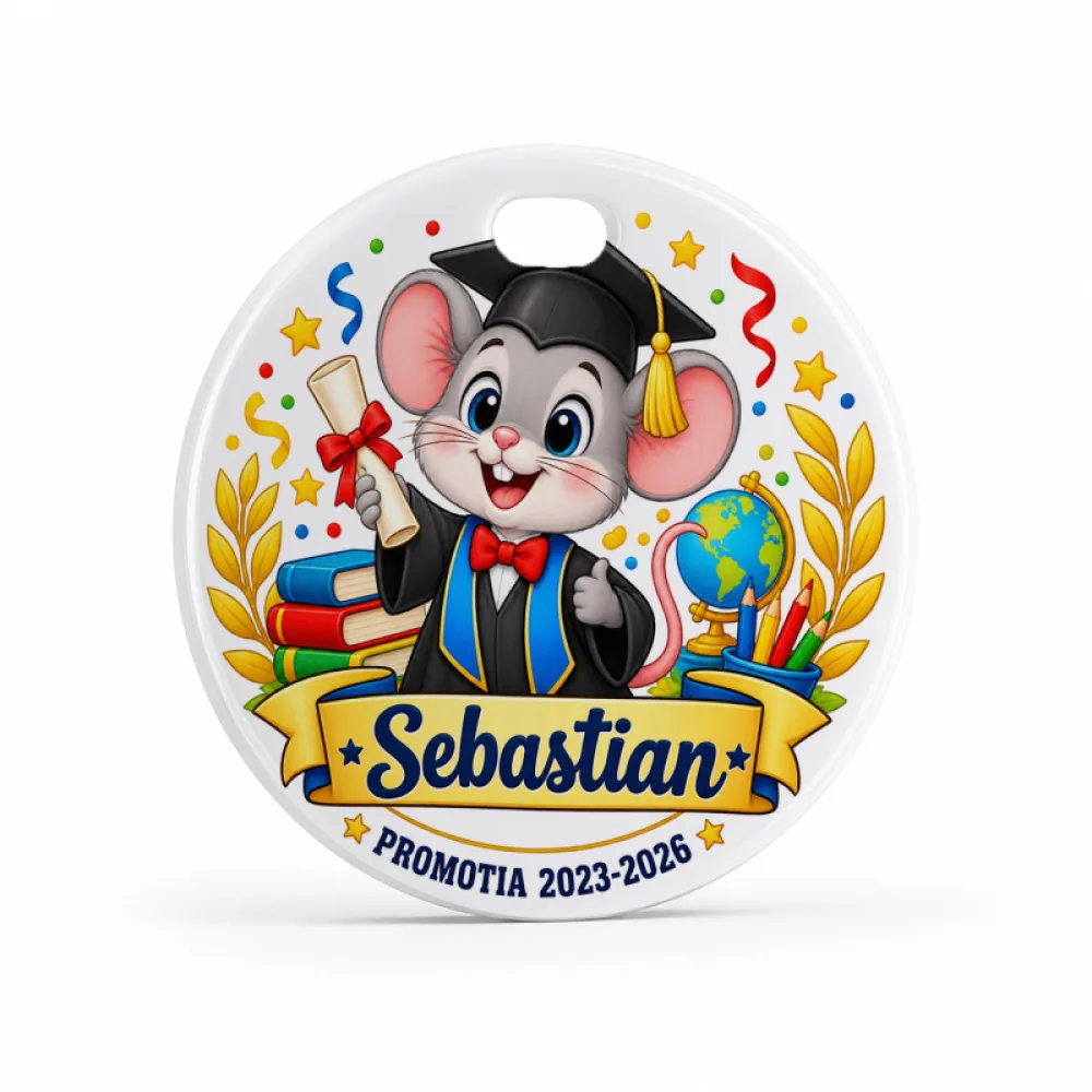 Medalie personalizată absolvire grădiniță – Șoricel absolvent