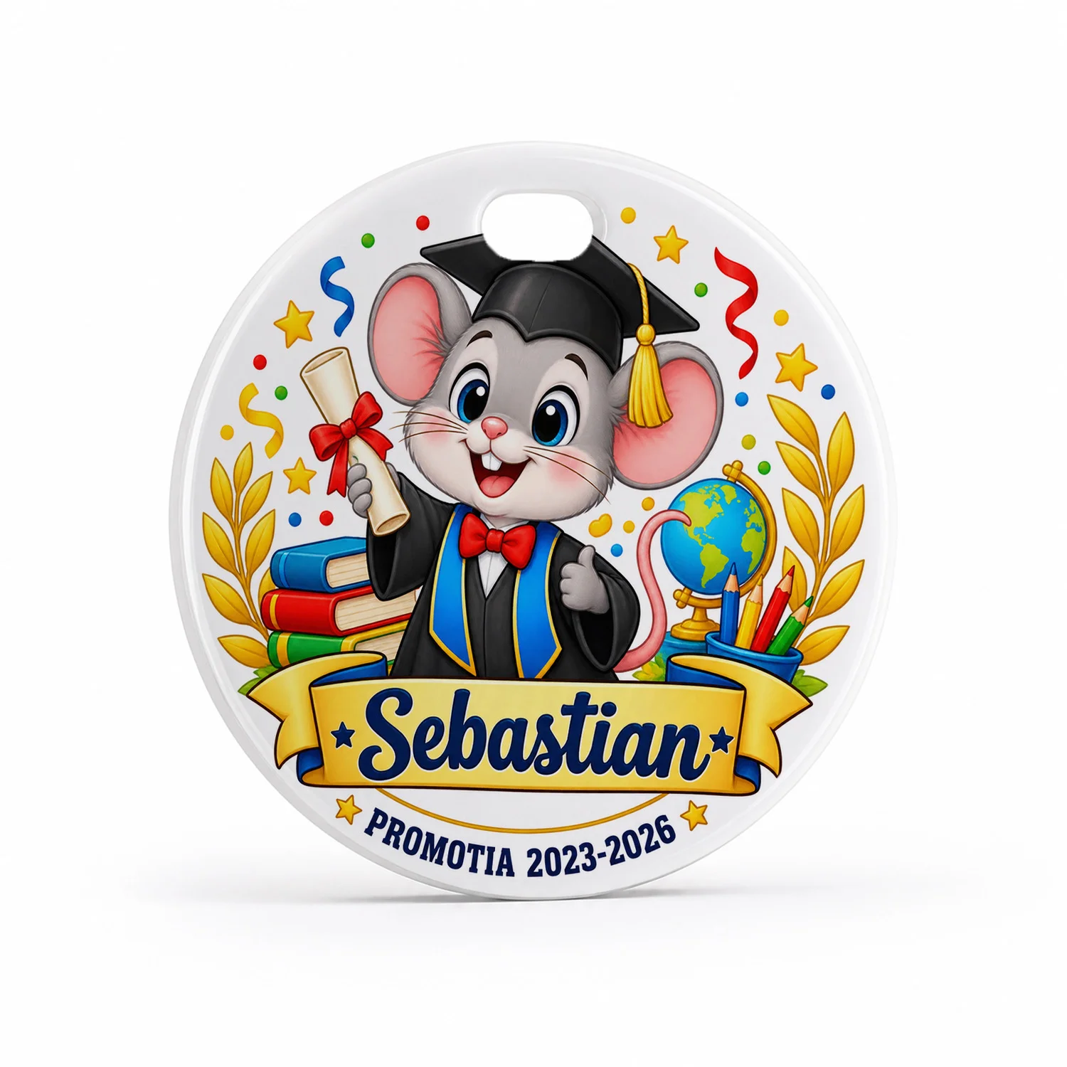 Medalie personalizată absolvire grădiniță – Șoricel absolvent