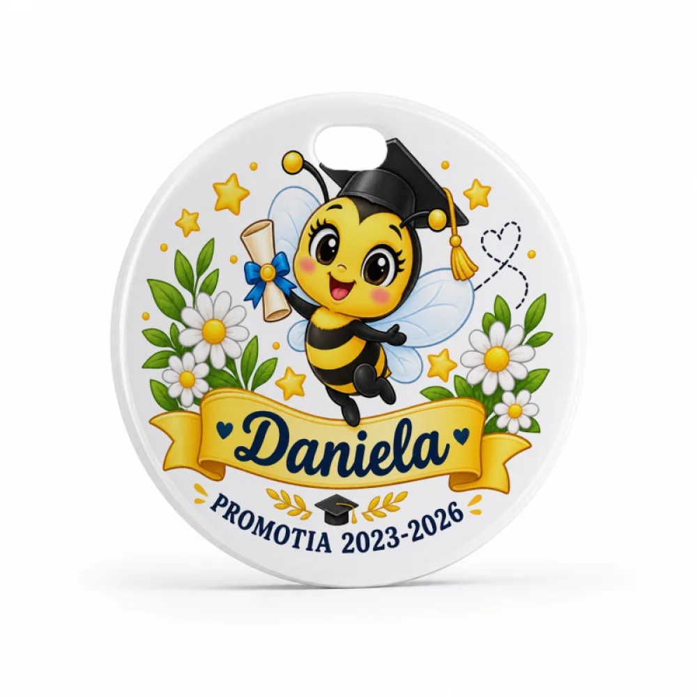 Medalie personalizată absolvire grădiniță – Albinuță absolventă