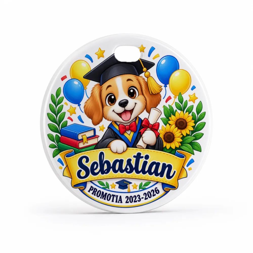 Medalie personalizată absolvire grădiniță – Cățel absolvent
