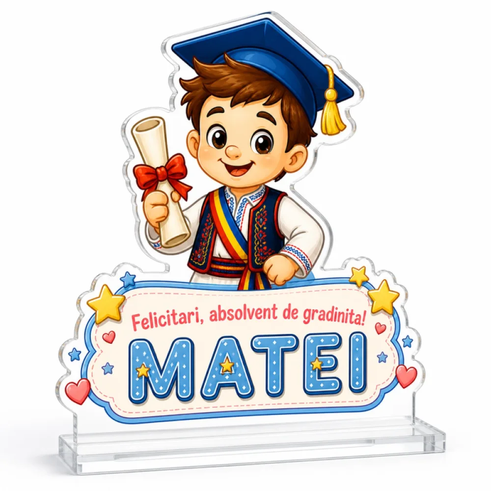 Trofeu personalizat absolvire grădiniță – Băiețel absolvent