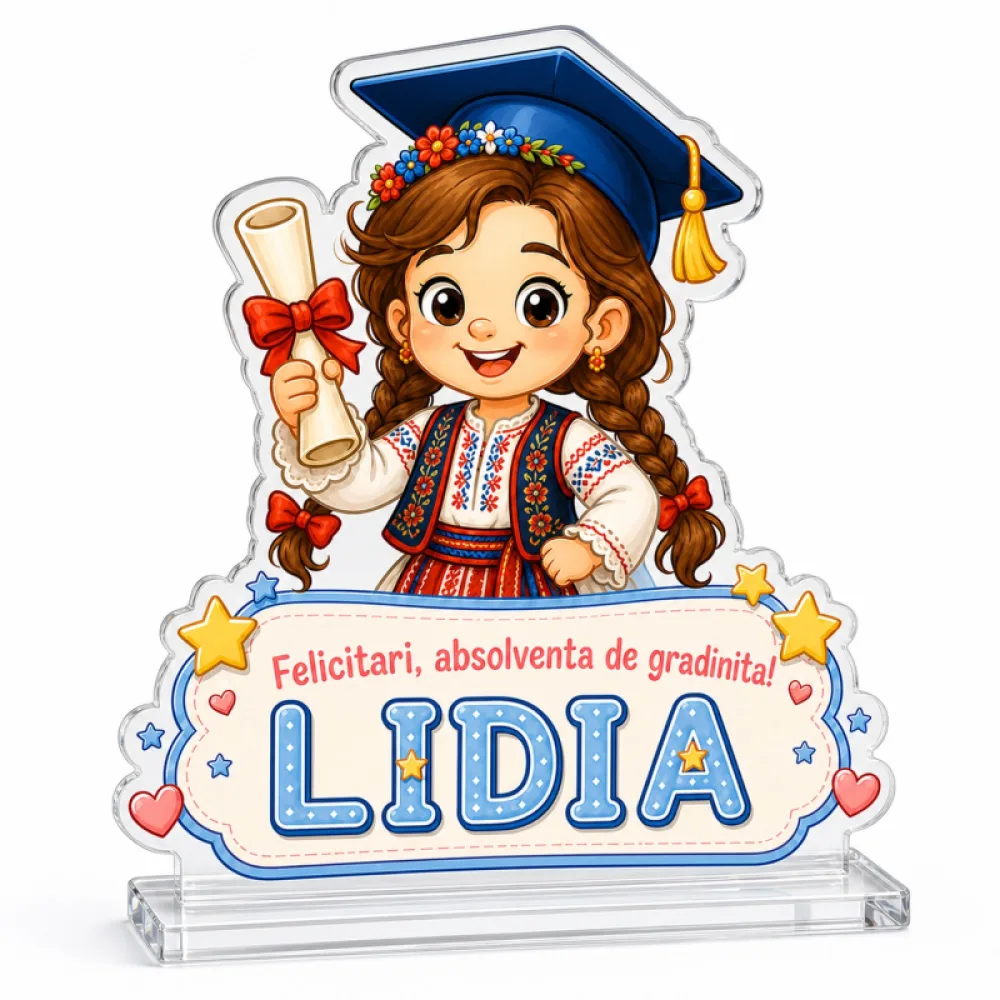 Trofeu personalizat absolvire grădiniță – Fetiță absolventă