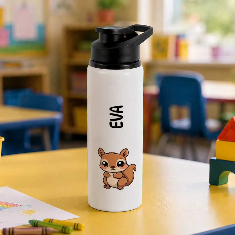 Bidon metalic personalizat pentru copii Veveriță - Minini