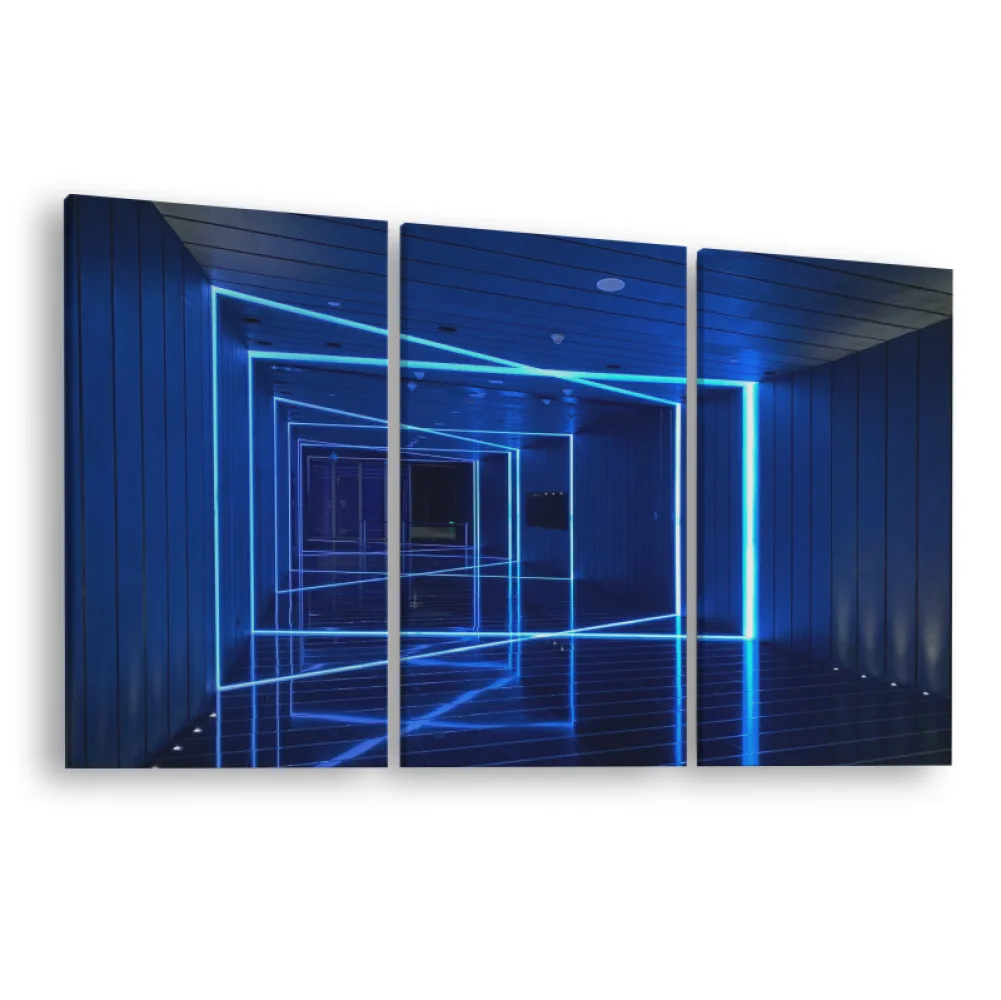 Tablou canvas 3 piese Blue Laser