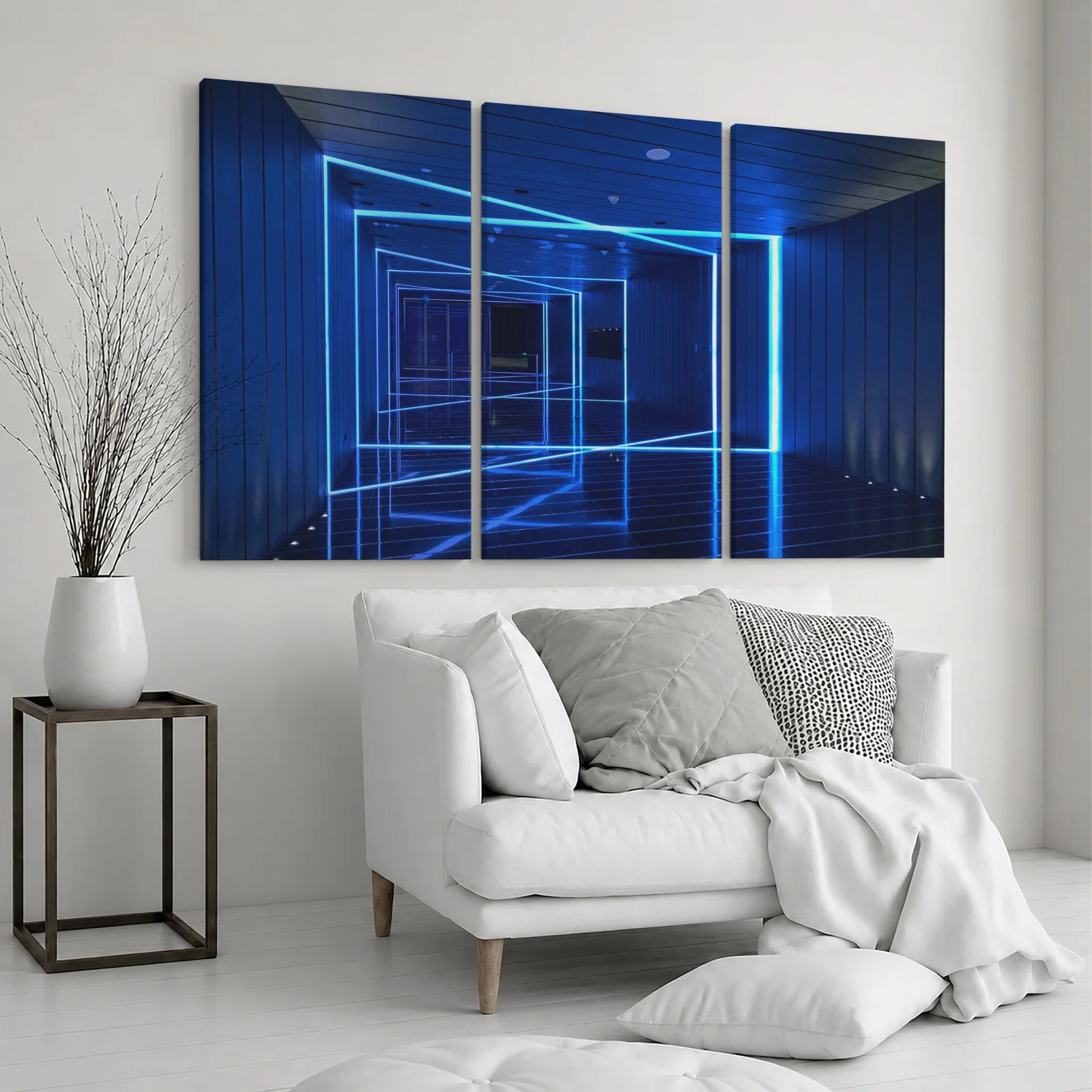 Tablou canvas 3 piese Blue Laser