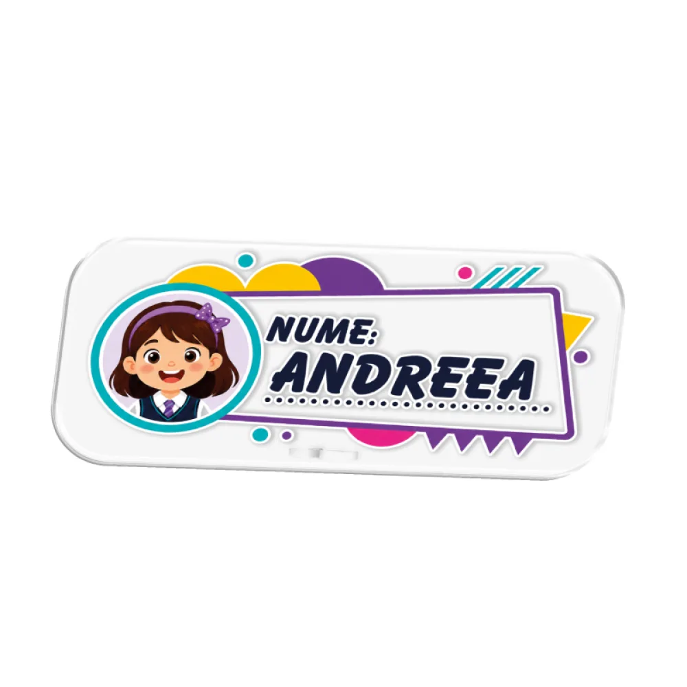 Plăcuță de masă personalizată cu nume - Fată - Happy Color