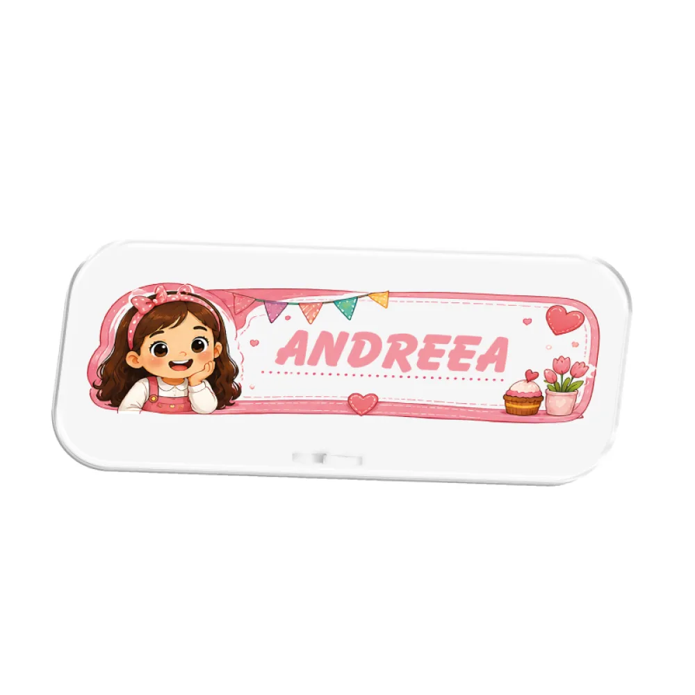 Plăcuță de masă personalizată cu nume - Fată Roz coral - Explore