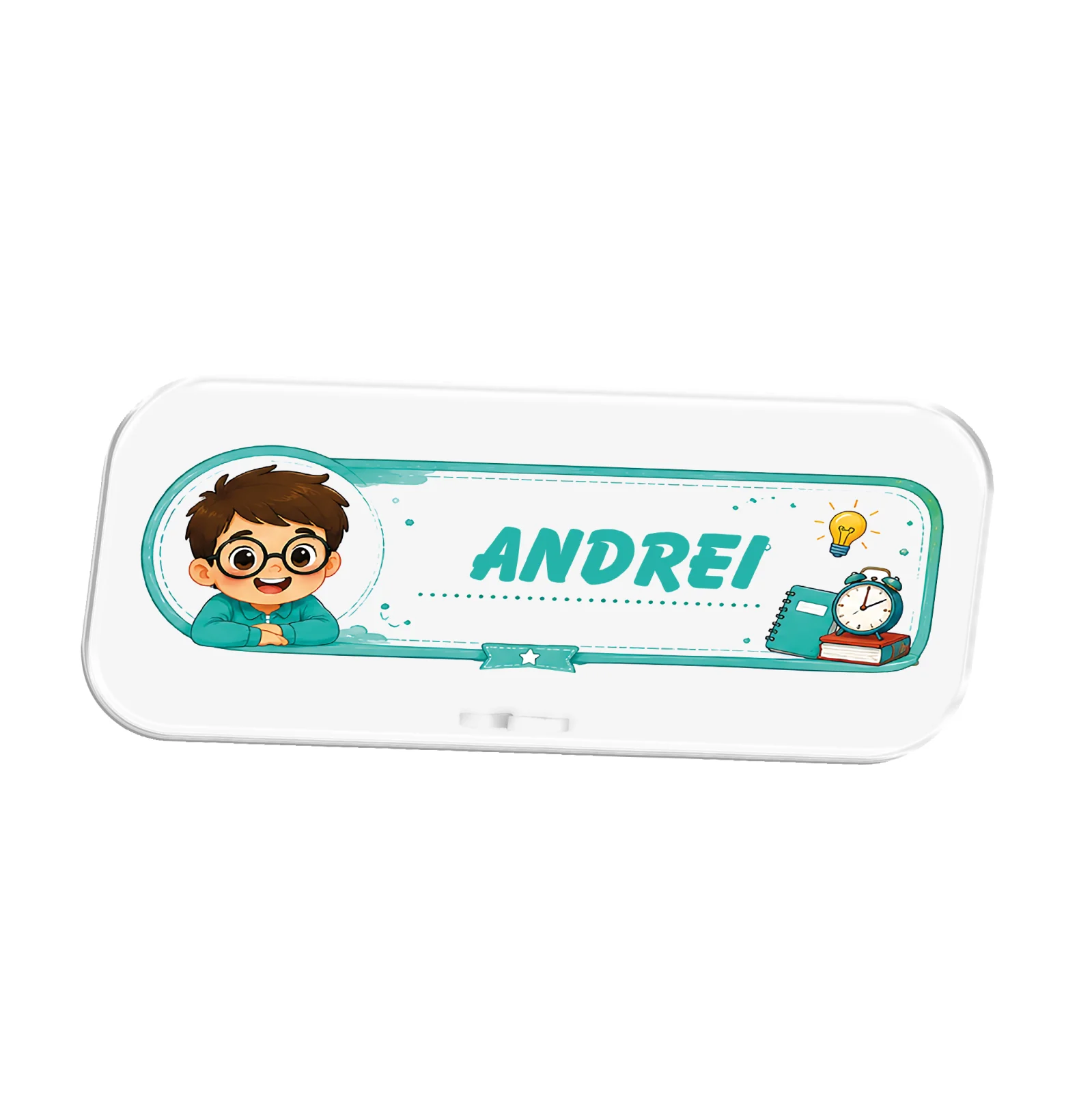Plăcuță de masă personalizată cu nume - Băiat Turcoaz - Explore