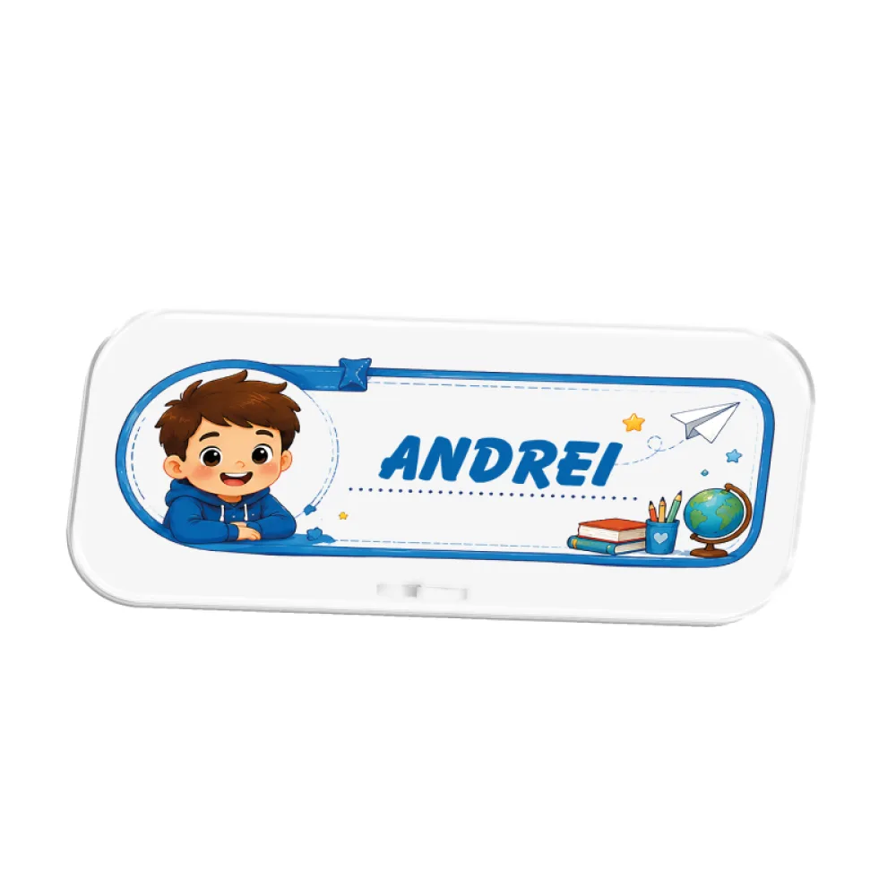 Plăcuță de masă personalizată cu nume - Băiat Albastru - Explore