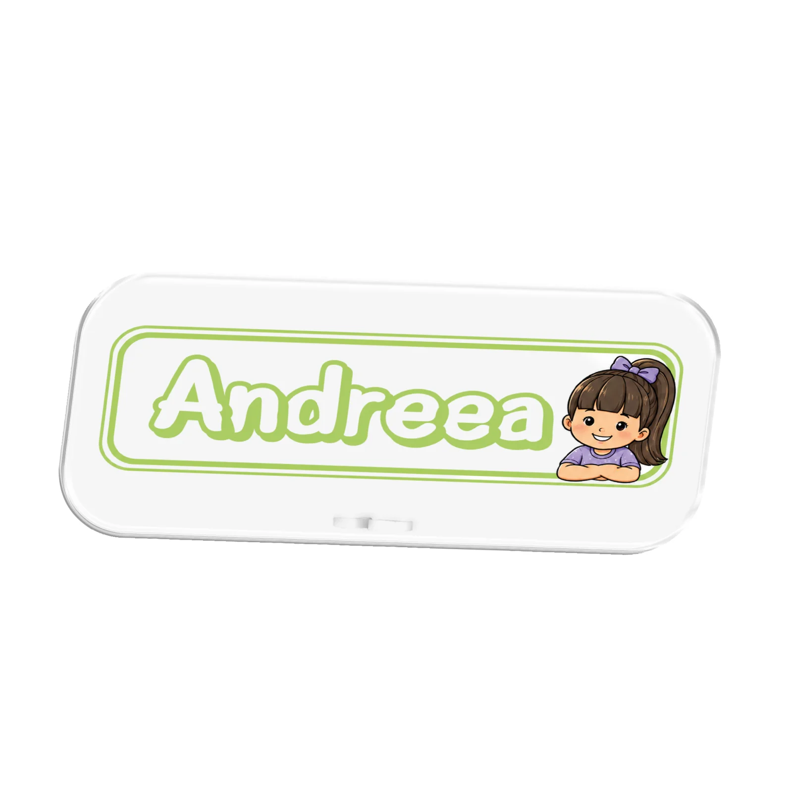 Plăcuță de masă personalizată cu nume – Fată brunetă - New Start