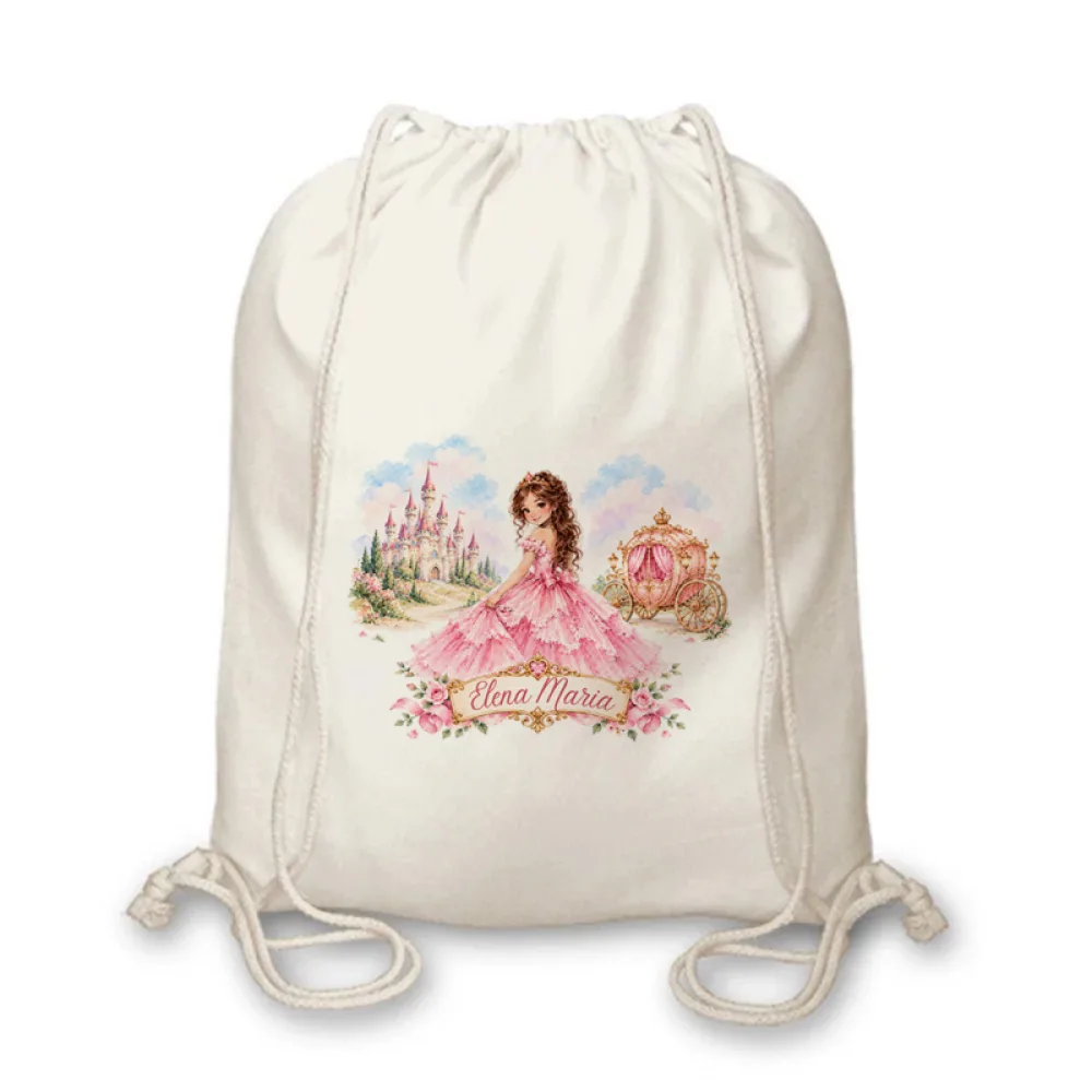 Rucsac textil personalizat cu nume – Prințesă de Poveste