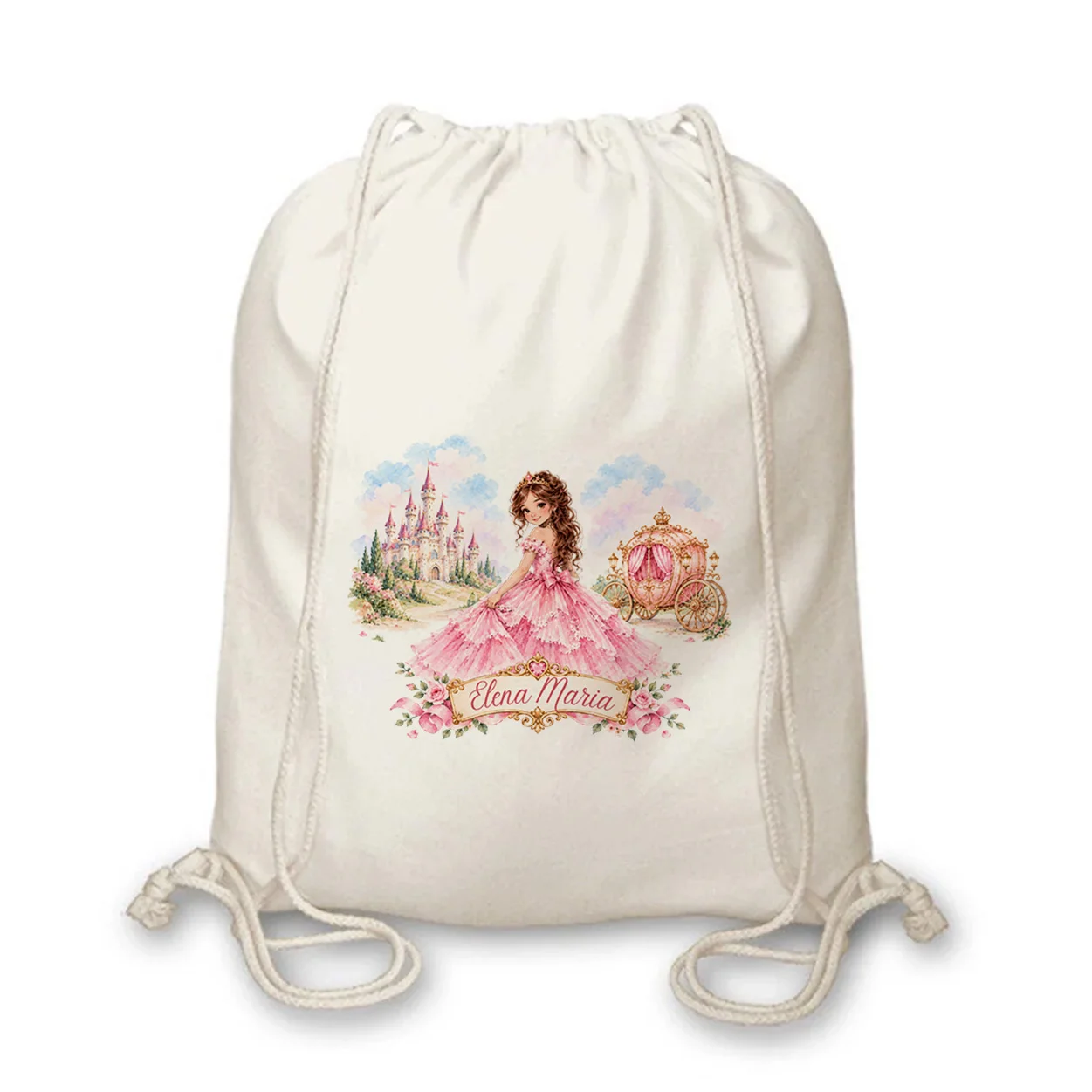 Rucsac textil personalizat cu nume – Prințesă de Poveste